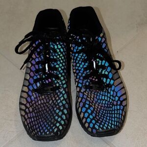 adidas Men's Iridescent Black Blue Purple Knit Sneakers